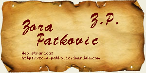 Zora Patković vizit kartica